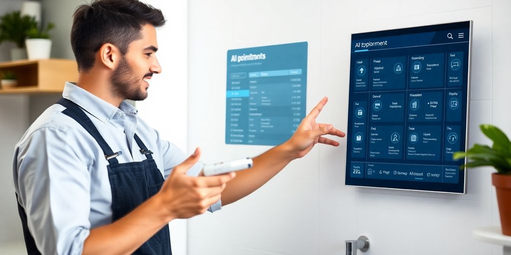 Plumber with AI assistant scheduling appointments.