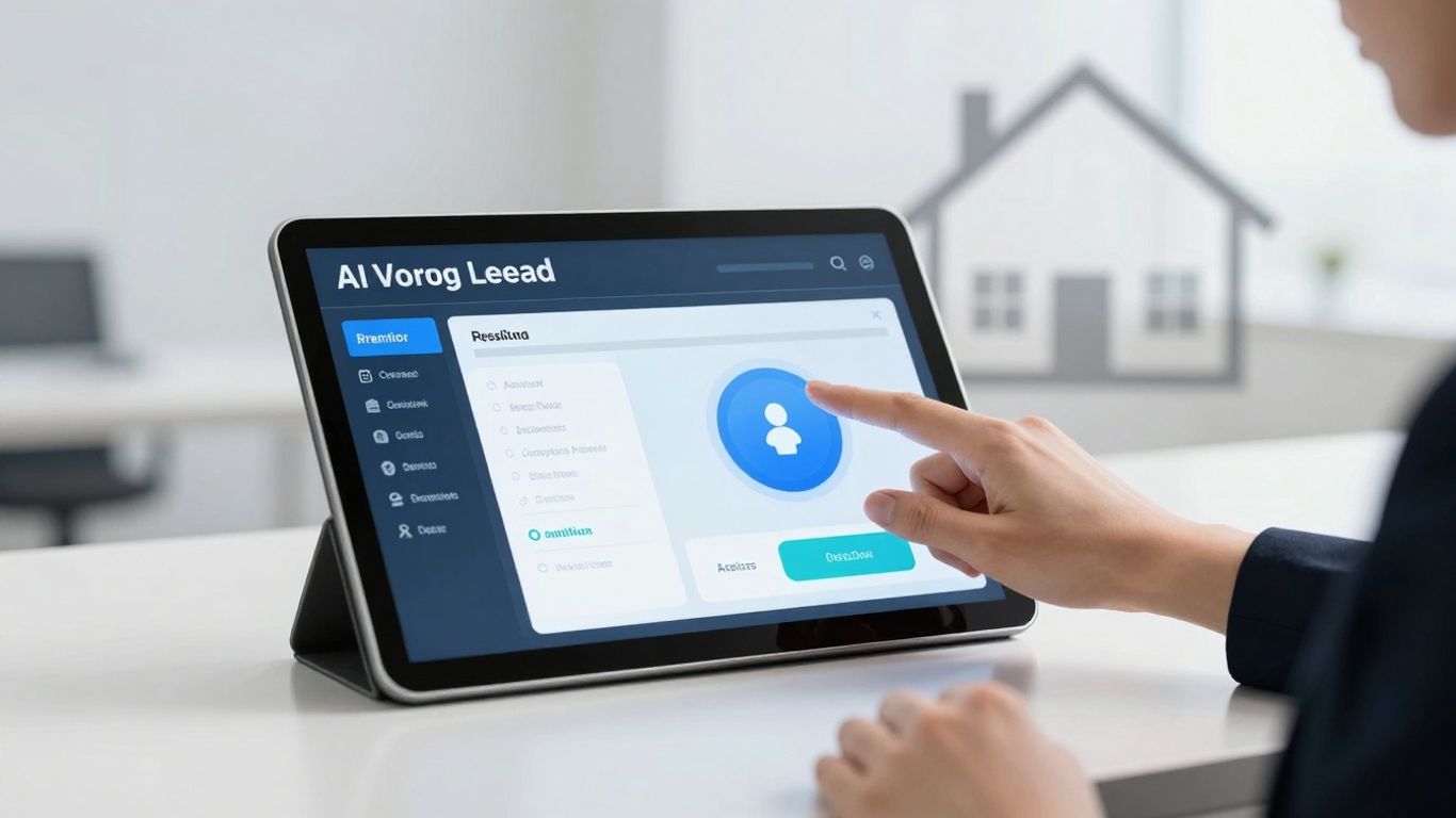 AI receptionist interface on a tablet in an office.
