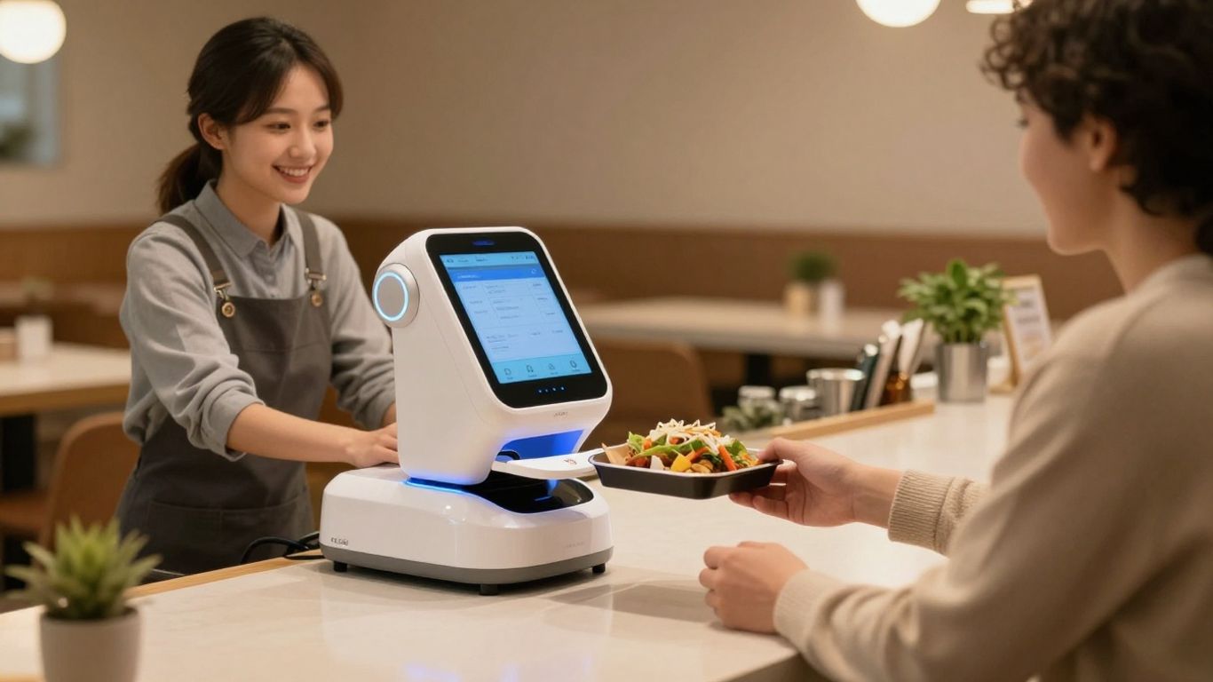 AI agent assisting a customer in a restaurant.