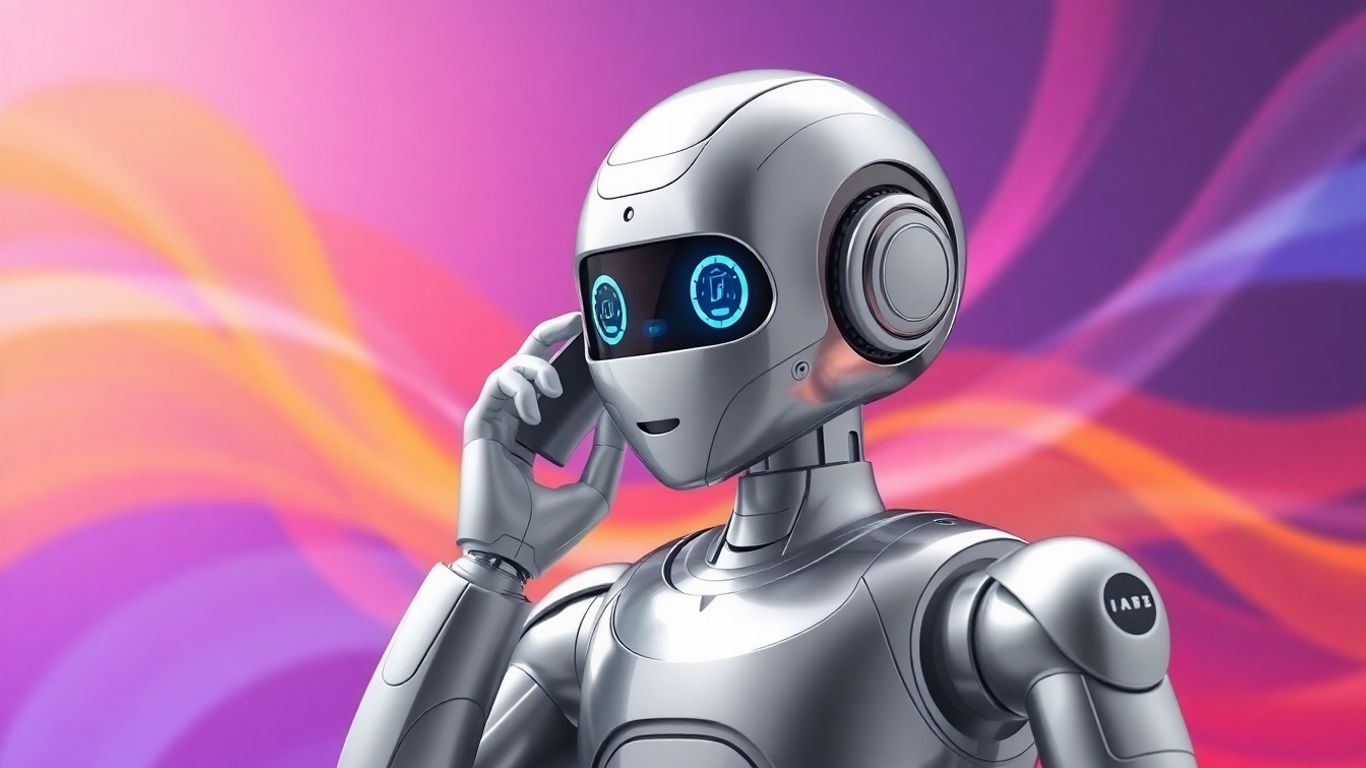 AI robot making a phone call, symbolizing sales growth.