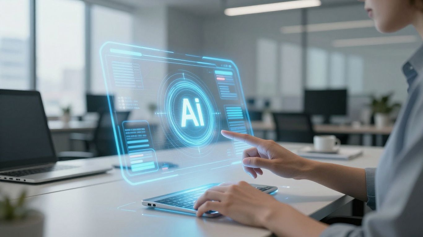 AI receptionist interface interacting with business systems.