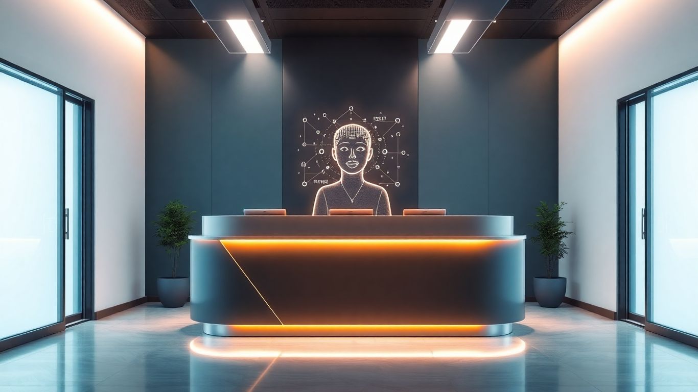 AI receptionist interface with digital avatar.
