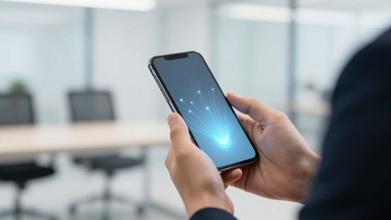 Business person using advanced phone answering service.