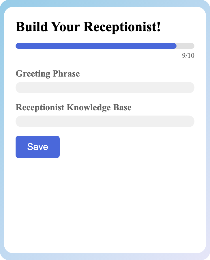 Sample receptionist setup for Bowling Alley