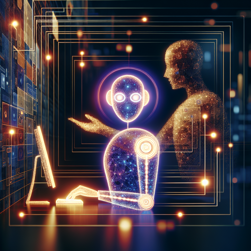 An illustration of a modern office with automated call management tools in action.