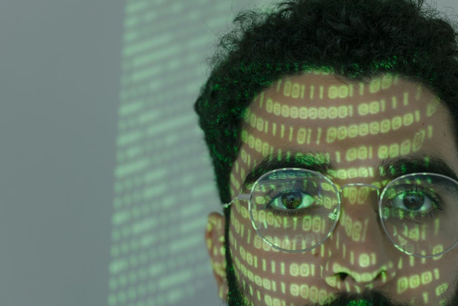 An abstract illustration representing data privacy and AI technology, with a shield symbolizing protection over communication lines.