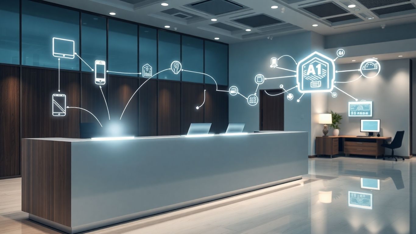 AI receptionist interface connected to business systems.