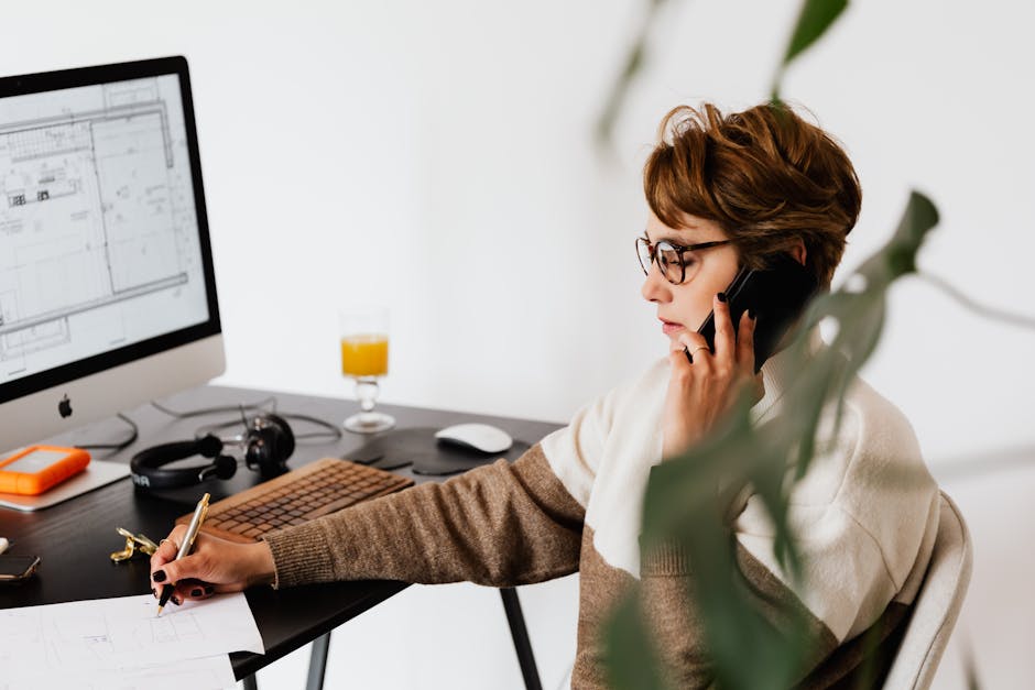 A creative representation of a business professional transitioning seamlessly between phone providers, symbolizing efficiency and modern technology.
