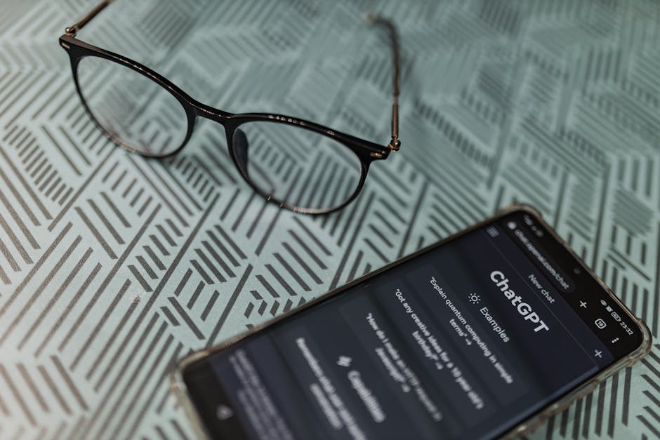 A sleek smartphone screen displaying a futuristic voicemail app with AI functionalities