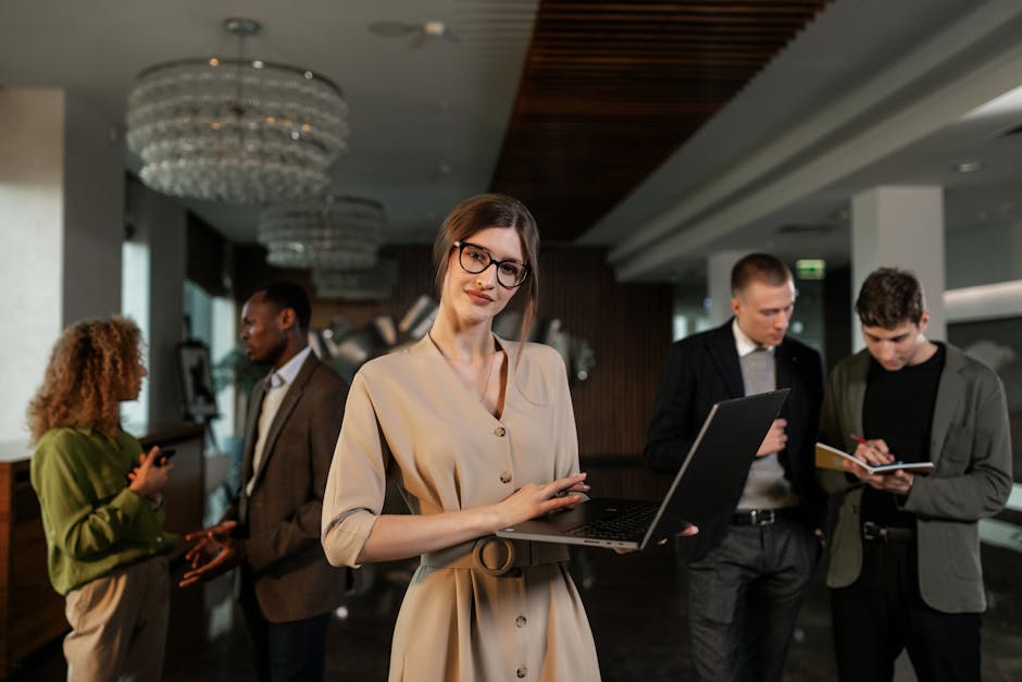 A futuristic office setting showcasing an employee using AI-assisted technology for voicemail management, emphasizing communication efficiency.
