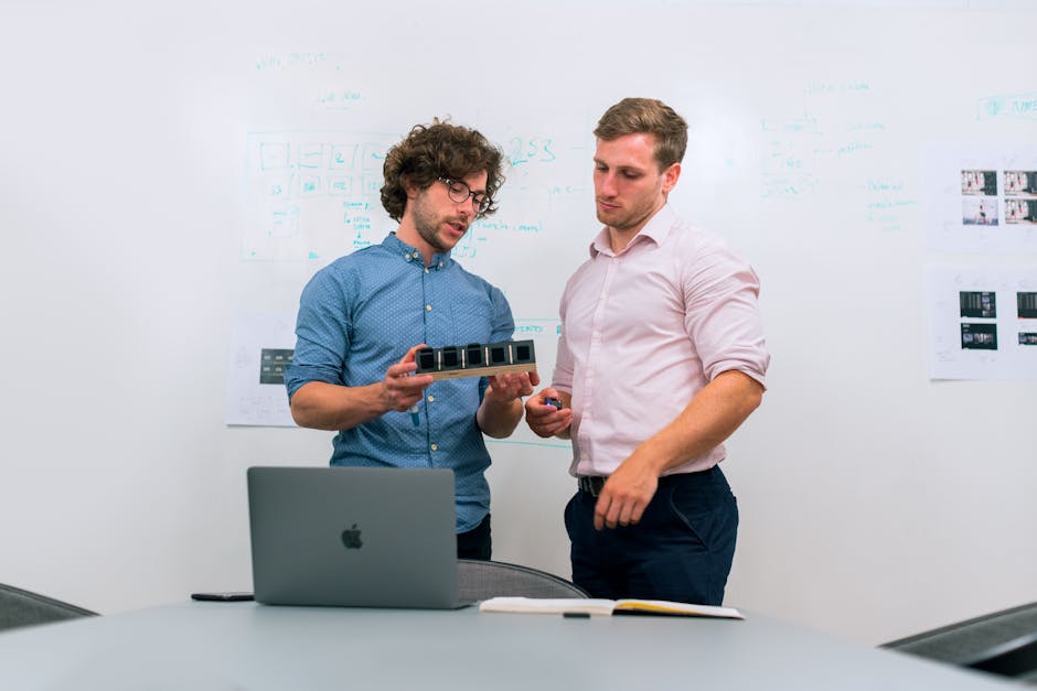 Creative image showing a team in a meeting, reviewing call recordings on a large screen, highlighting collaboration and responsibility.