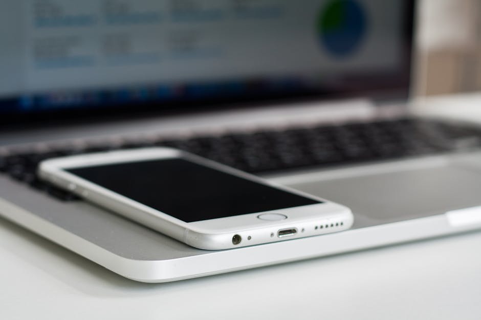 Illustration of a businessperson transferring their office communication setup from a traditional landline to a sleek modern mobile phone, symbolizing innovation and efficiency.