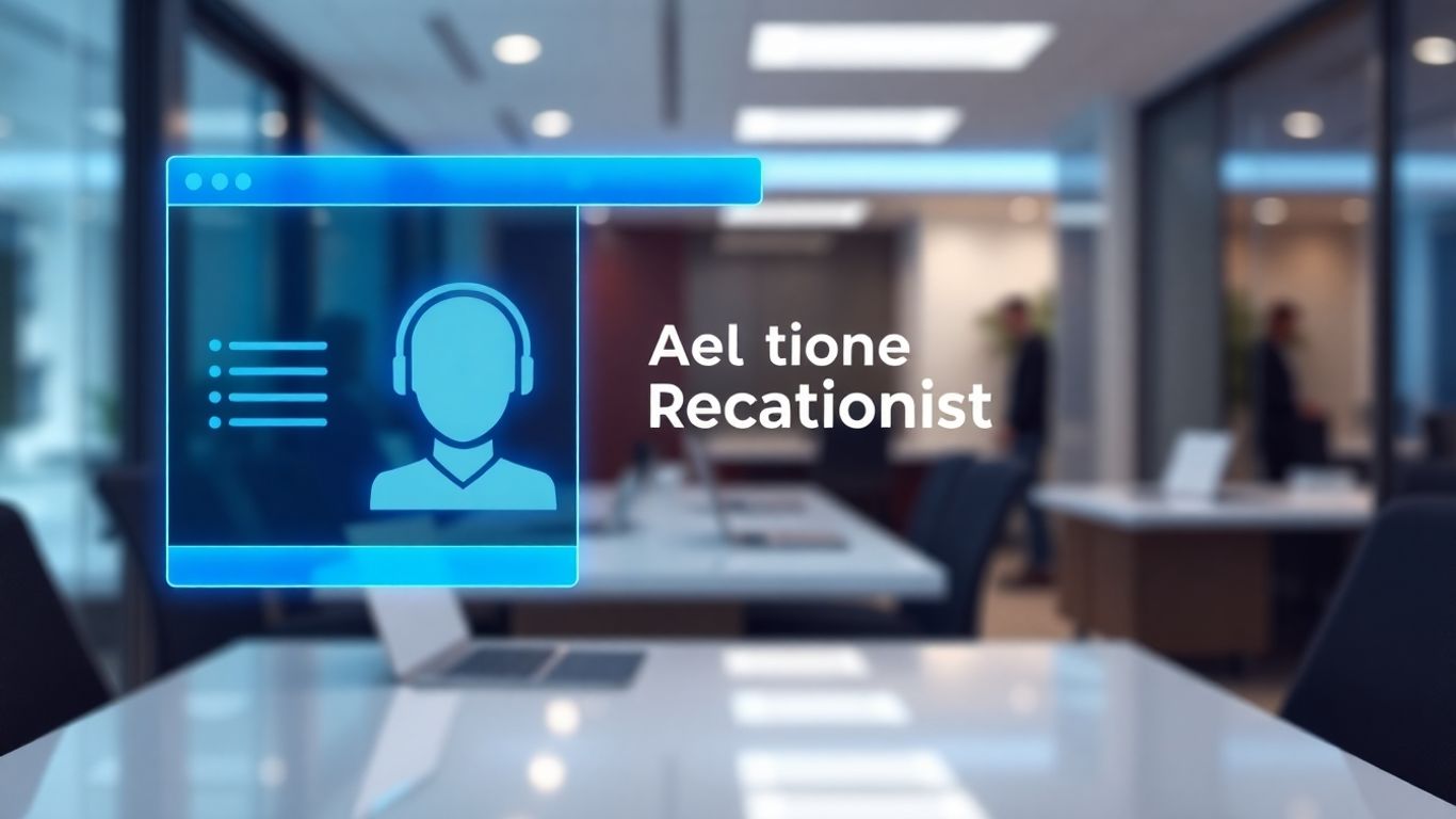 AI receptionist interface with blue glowing accents