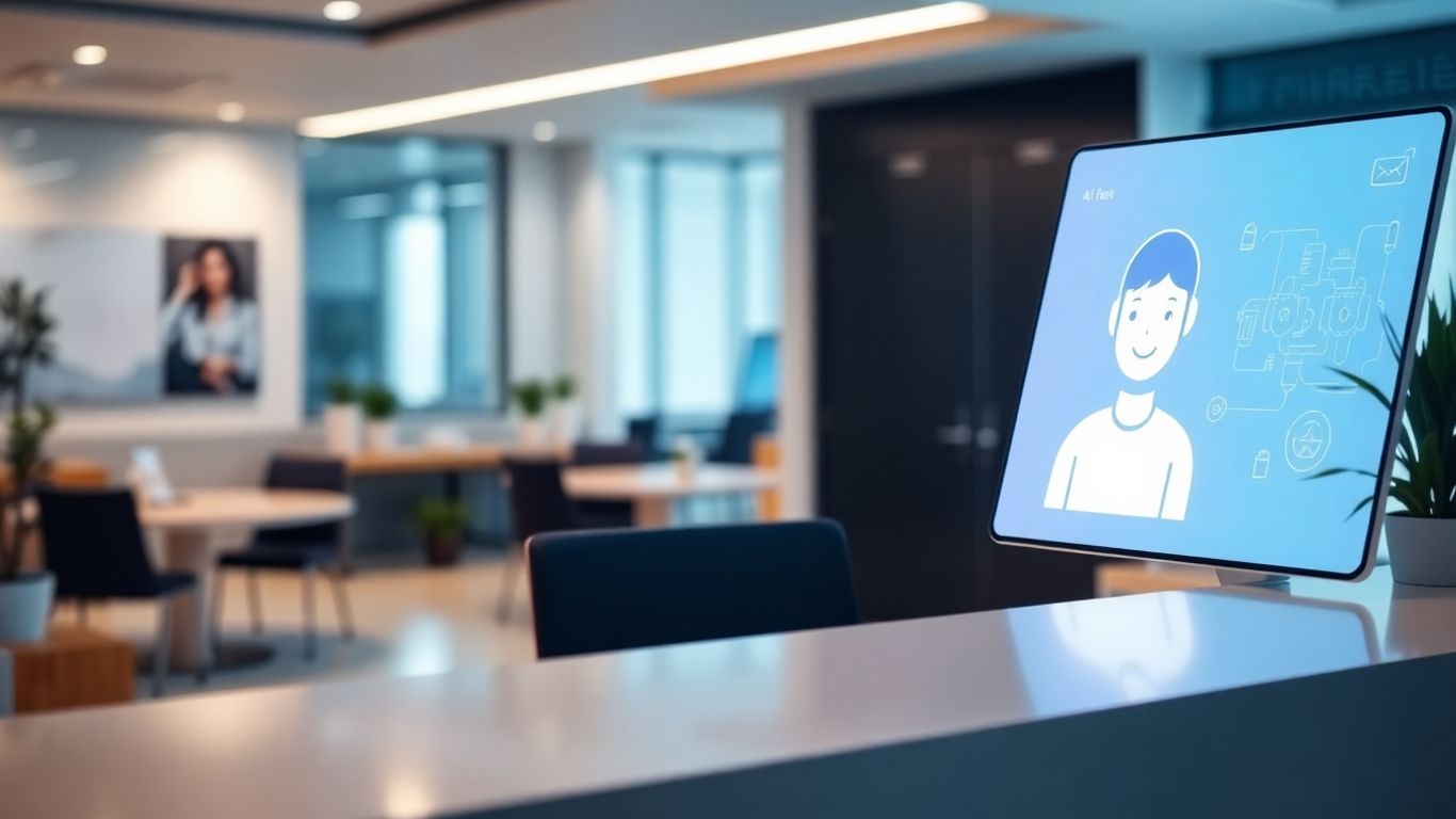 AI receptionist interface on a desk