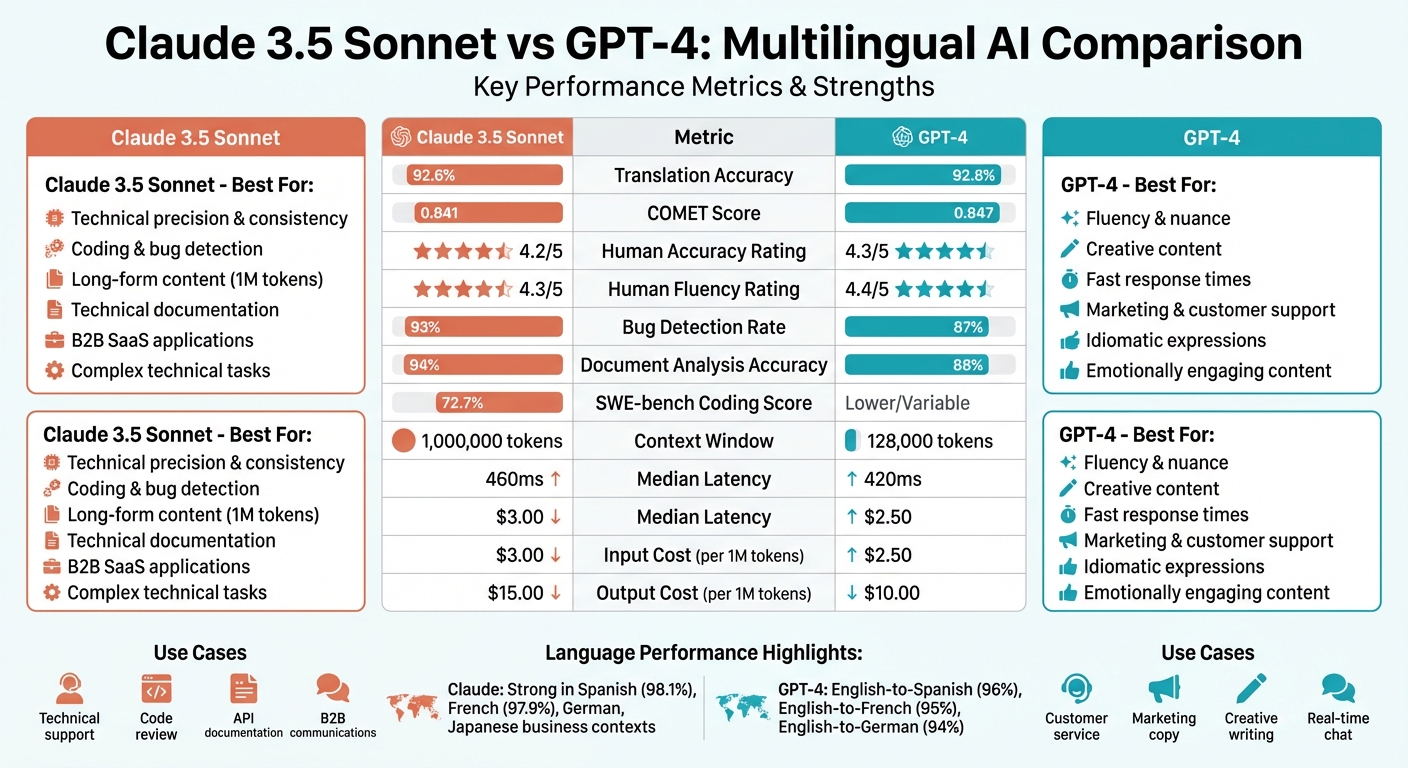 Claude 3.5 Sonnet vs GPT-4 Multilingual AI Comparison Chart