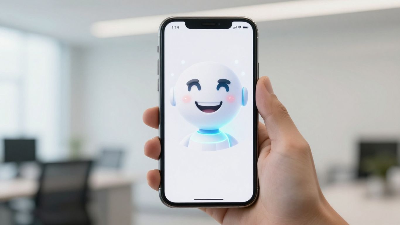 Smartphone with AI avatar answering a call.