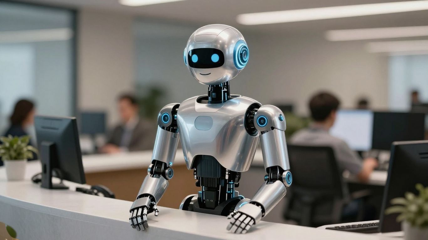 AI robot at a reception desk
