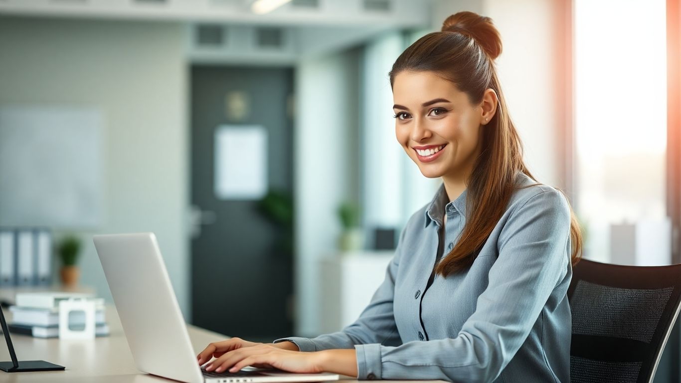 Professional woman working on a laptop