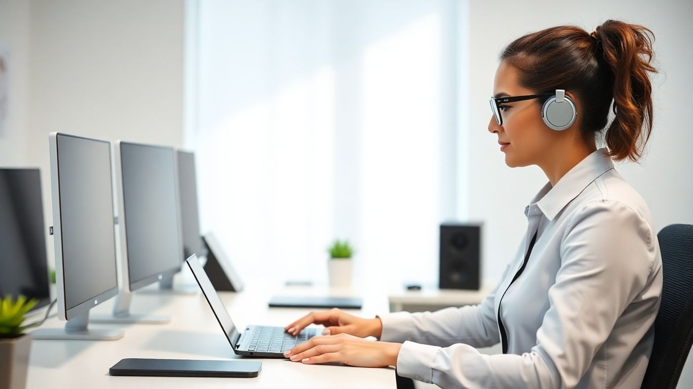 Virtual assistant working at a desk
