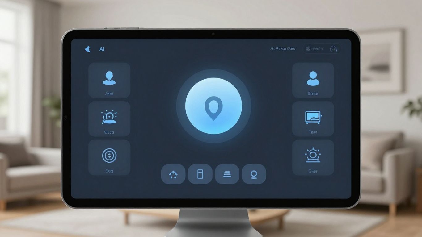 AI agent interface on a tablet in a modern home.