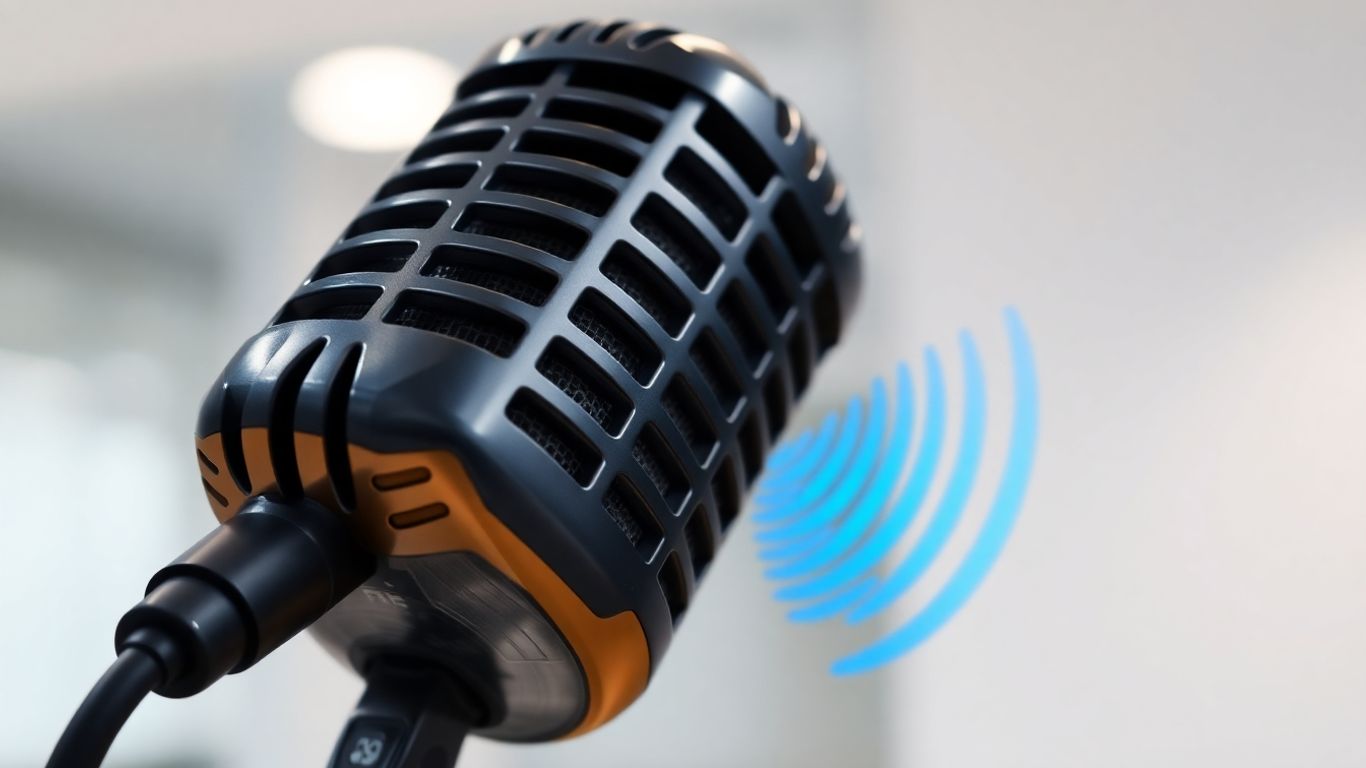 AI voice waves from a microphone