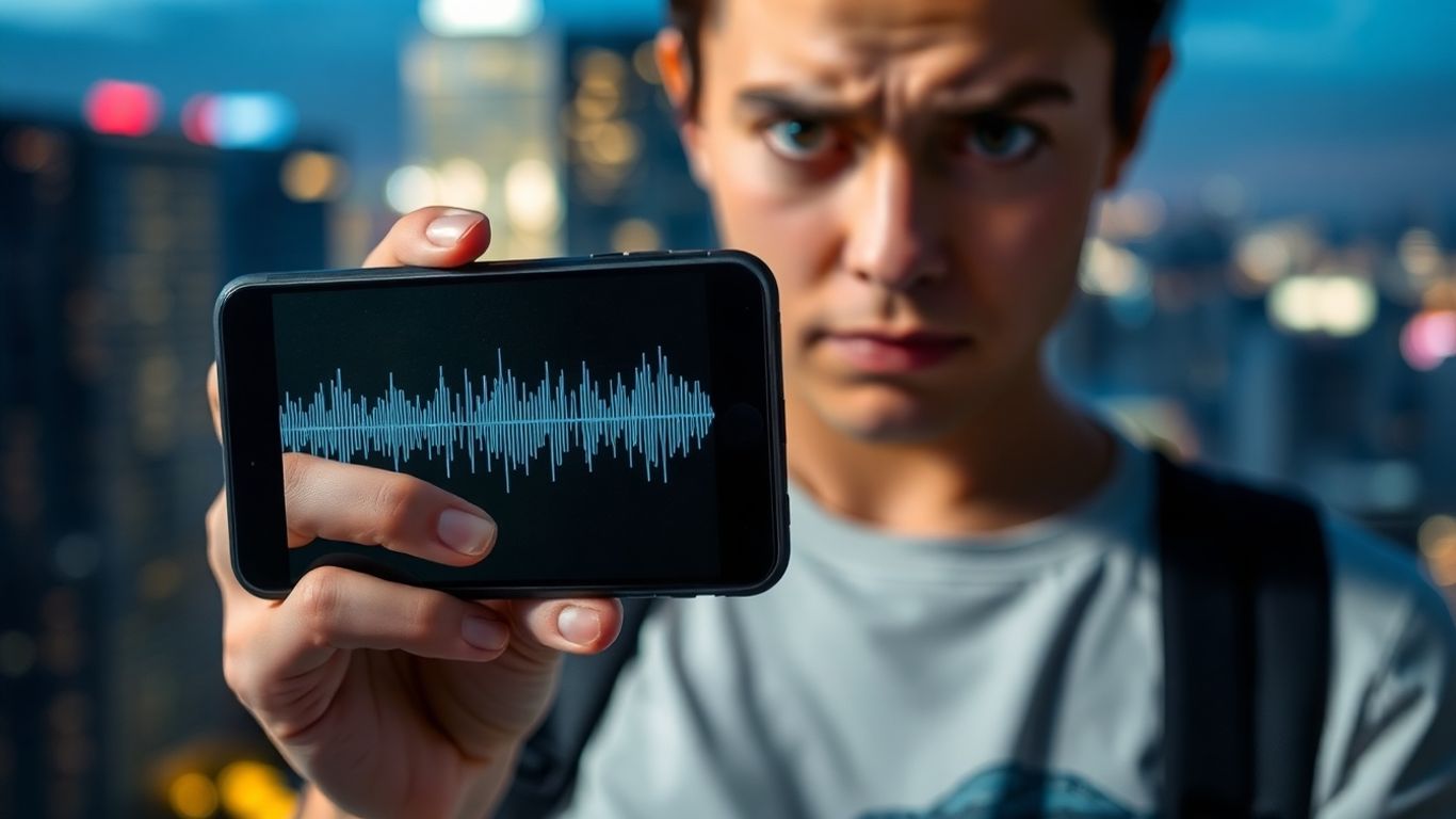 Person worried about AI voice scam on phone.
