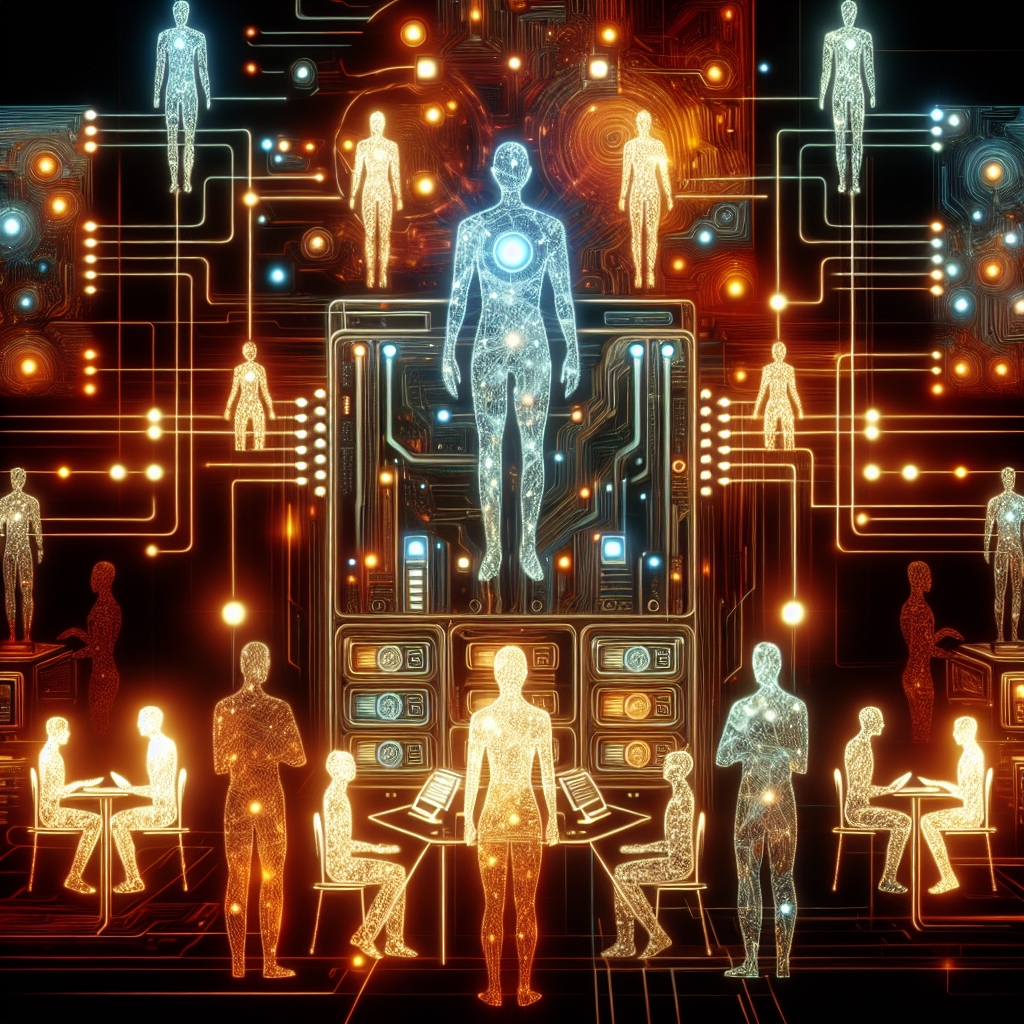 Illustration of an AI system managing multiple customer interactions