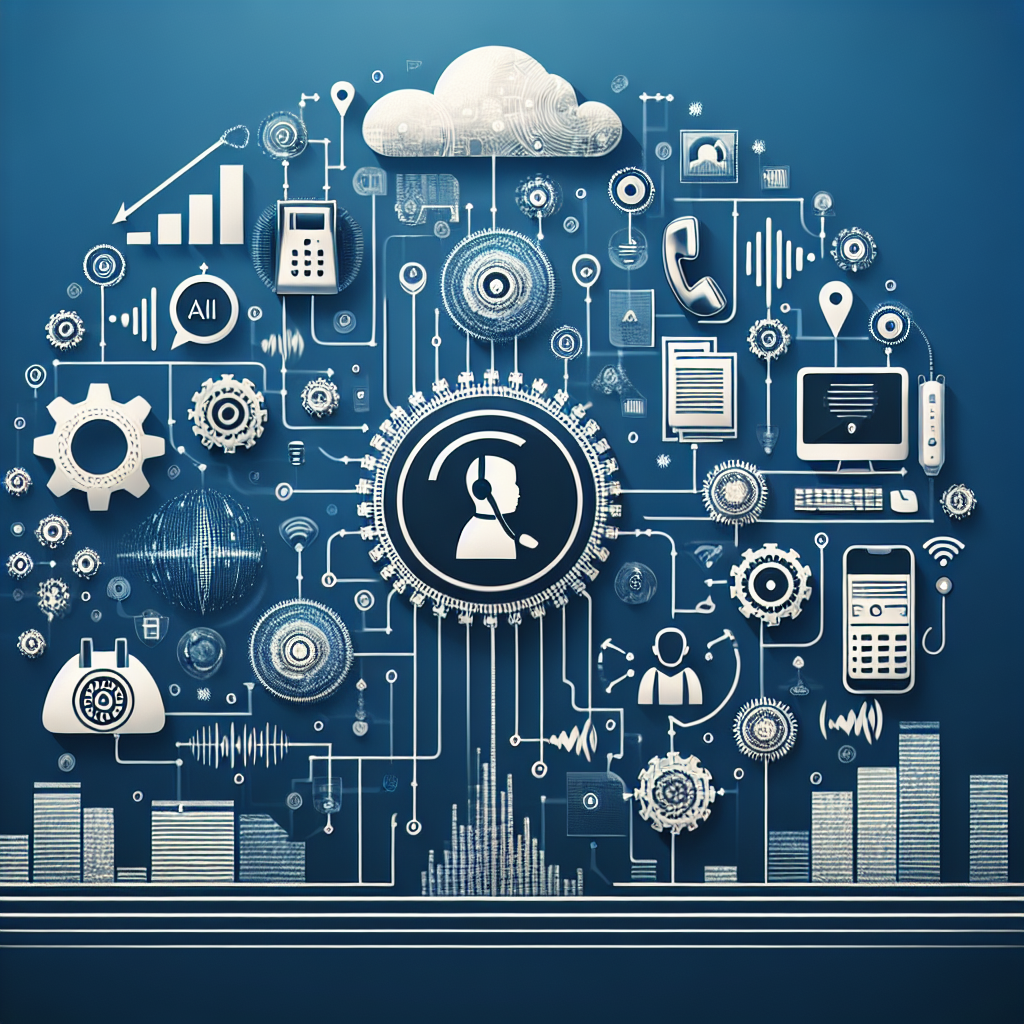 A graphic illustrating the workflow of AI-powered phone receptionists in a business setting