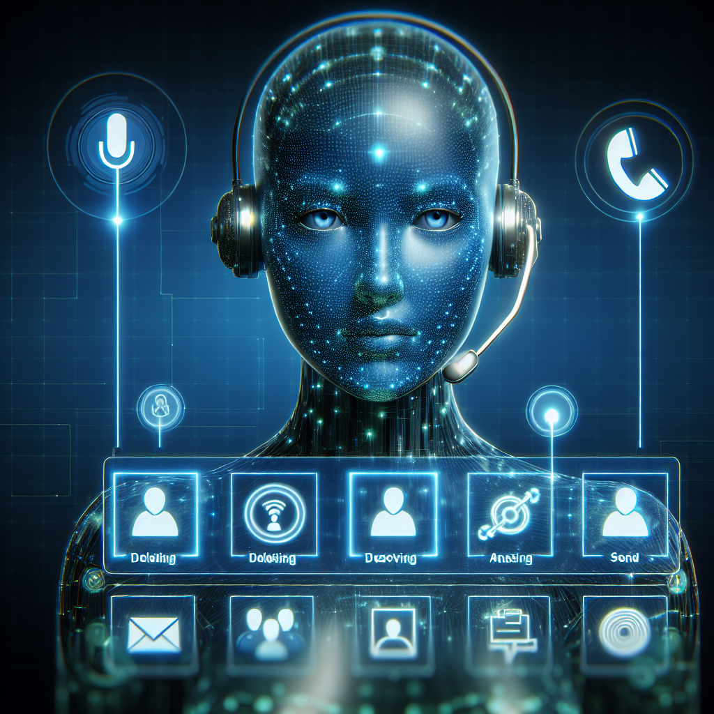 A modern virtual receptionist answering calls with a digital interface.