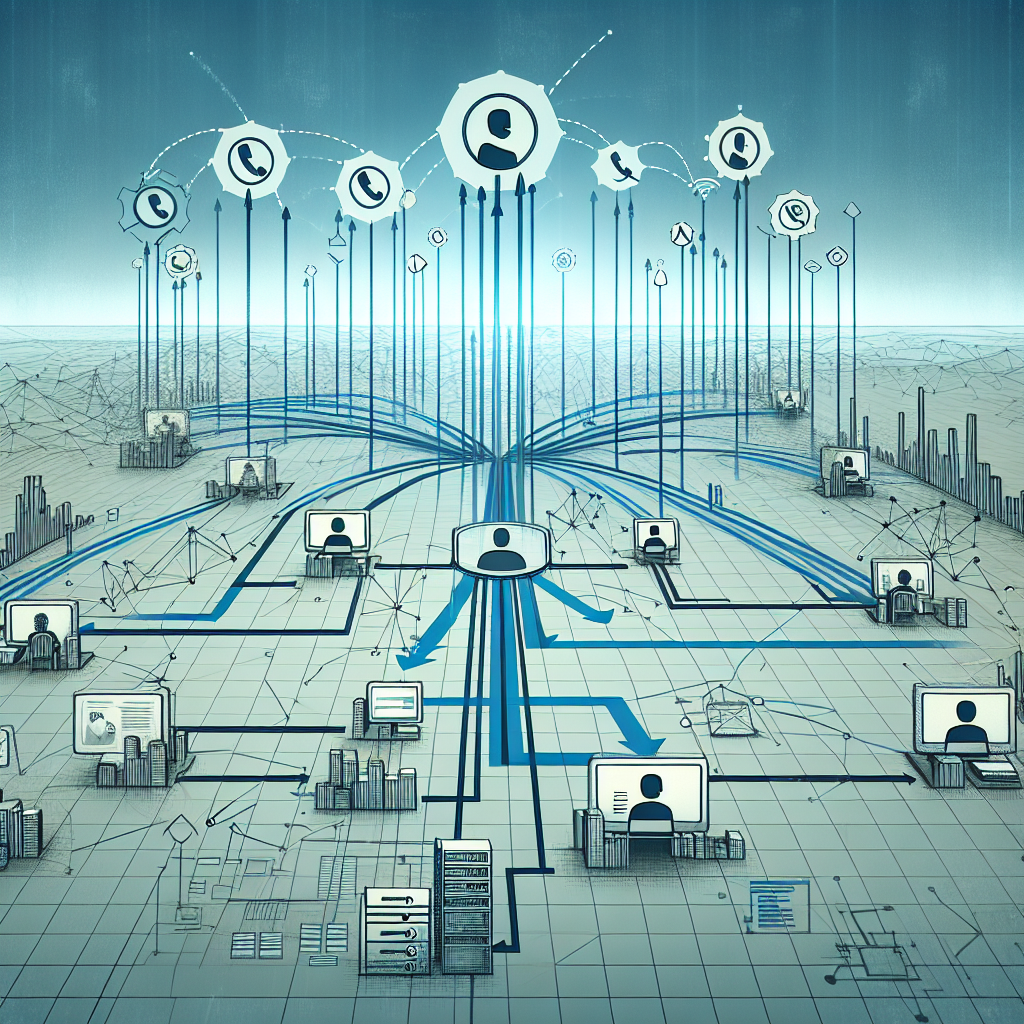 A visual representation of an automated call management system in action, displaying call routing features and integration interfaces.