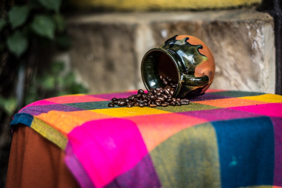 A warm coffee roastery filled with artisanal coffees, showcasing unique blends and vibrant colors