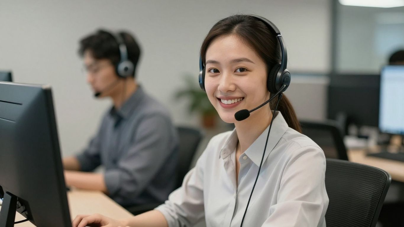 HVAC call center agent answering a phone call.