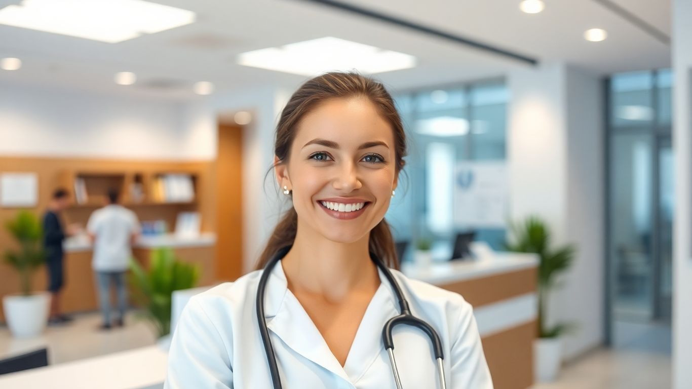 Medical virtual receptionist assisting a patient.