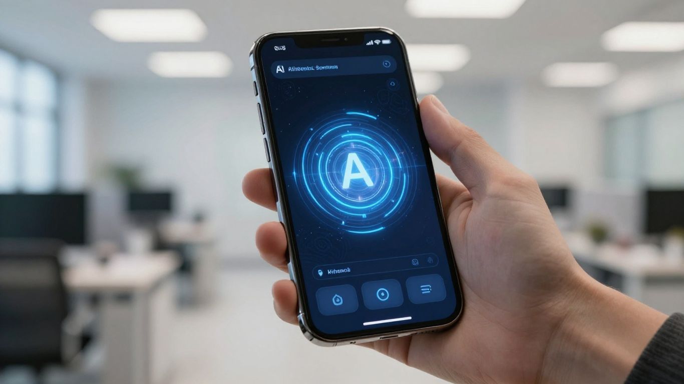 AI phone answering service interface on a smartphone.