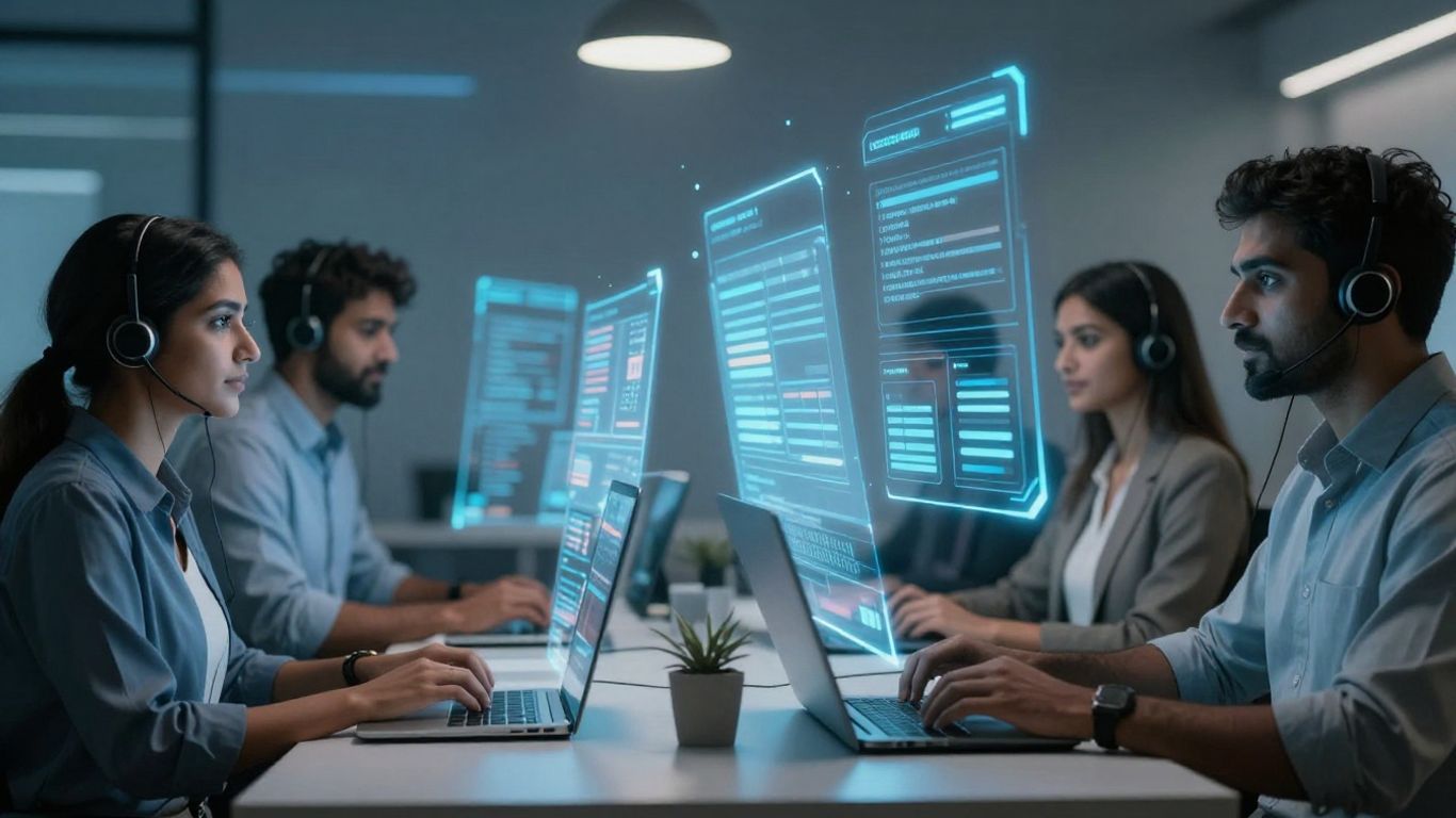 Customer service team using AI technology