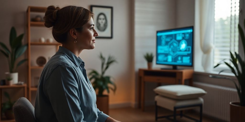 Therapist's office with AI assistant.