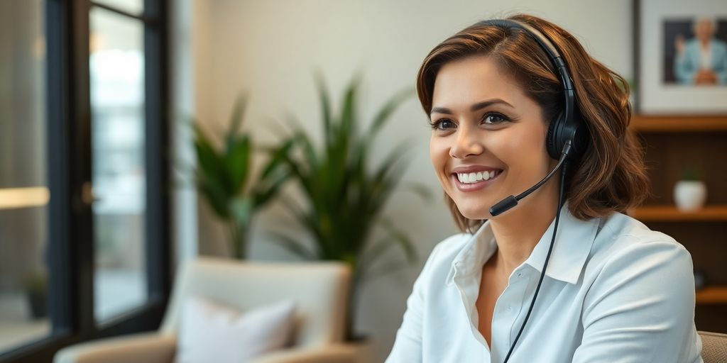 Counselor talking to a client on a phone.