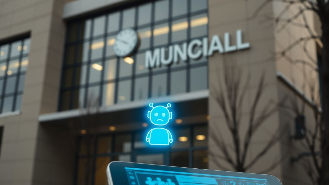 AI chatbot interacting with a citizen at a municipal service.