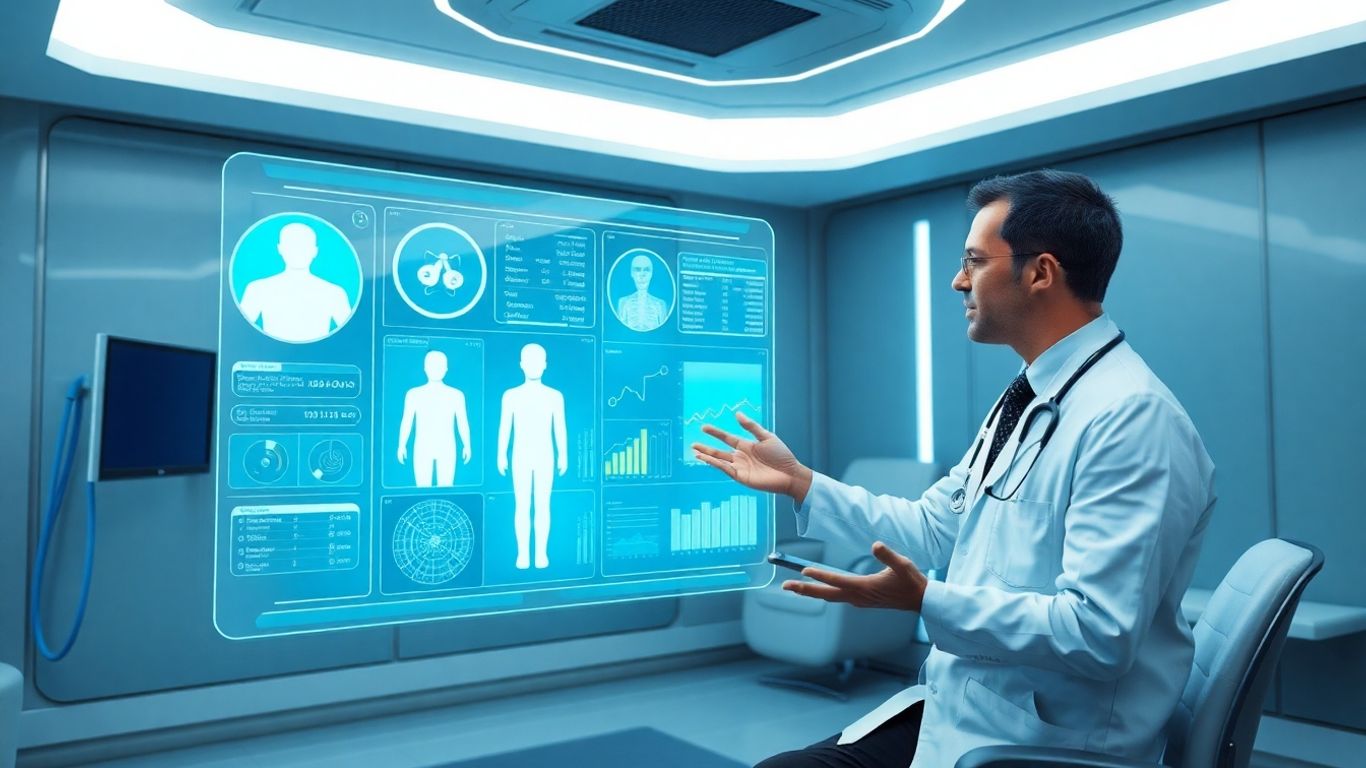 Doctor using AI interface for patient care