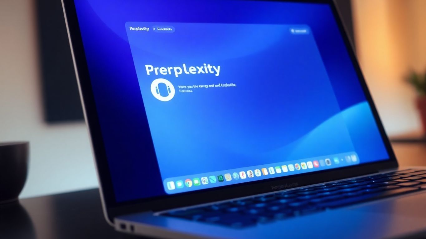 Perplexity AI chatbot interface on a laptop screen.