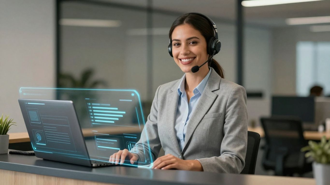 AI receptionist assisting a customer over the phone.