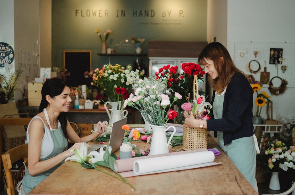 A vibrant scene of a small business owner engaging with a customer via a modern communication platform, showcasing a friendly and personal atmosphere.