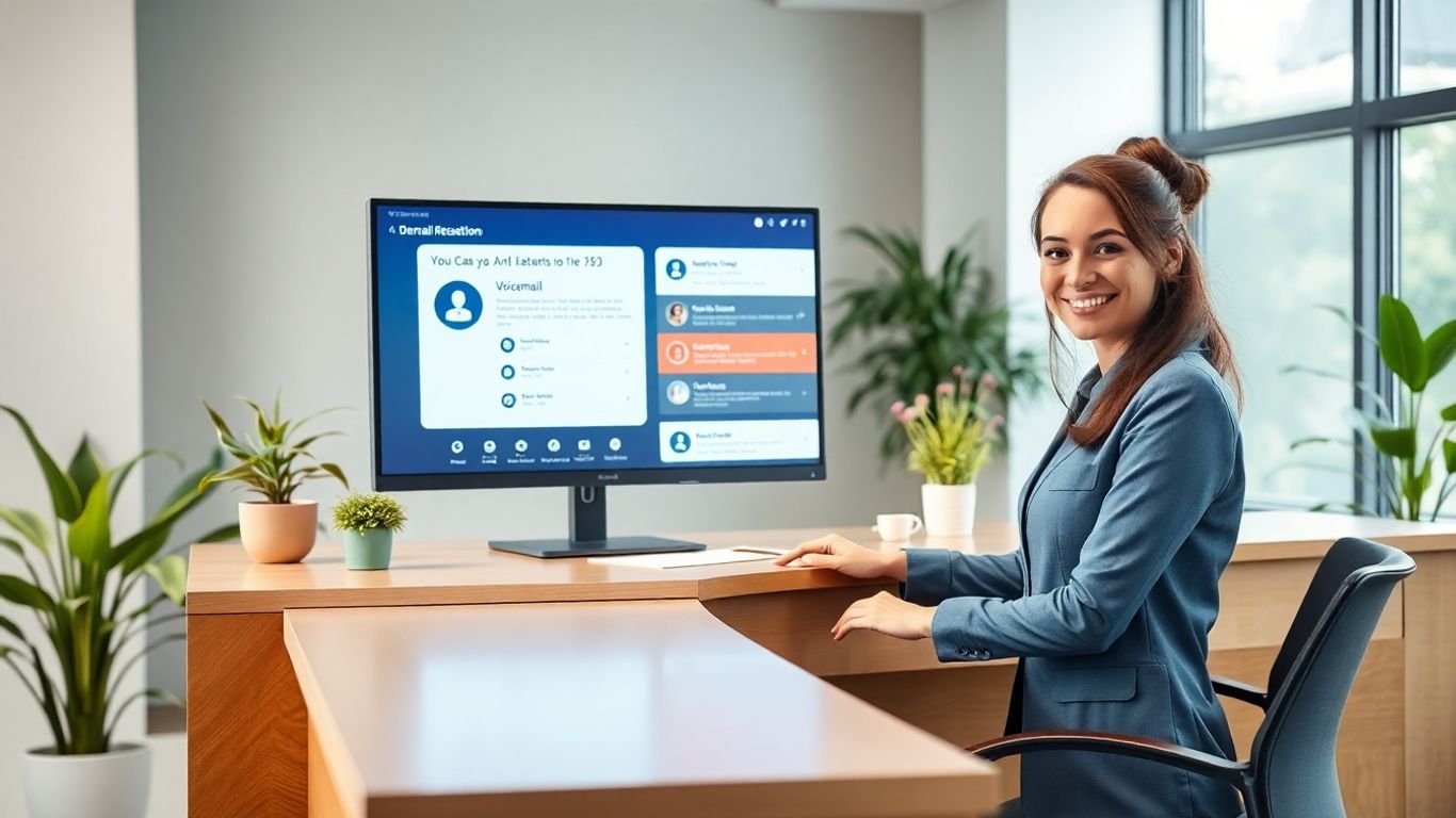 Virtual receptionist managing calls in a high-tech office