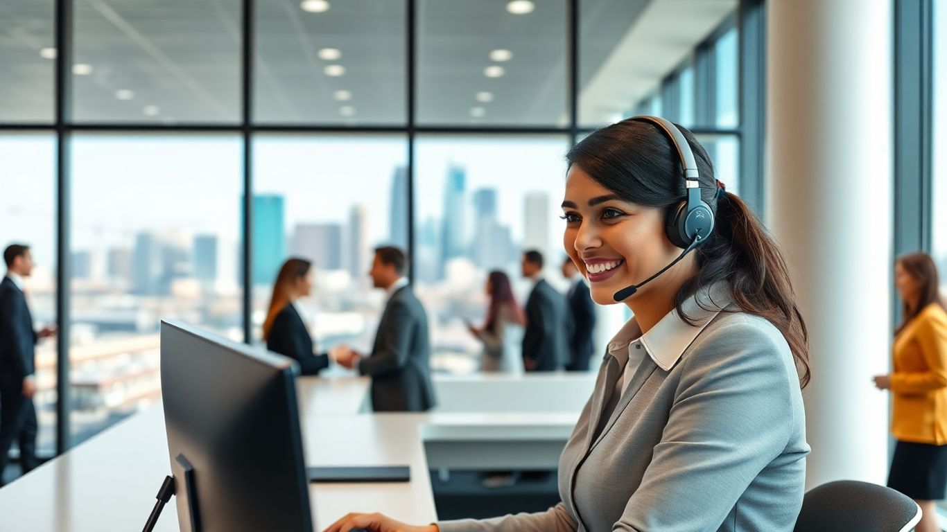 Virtual receptionist in Birmingham modern office setting