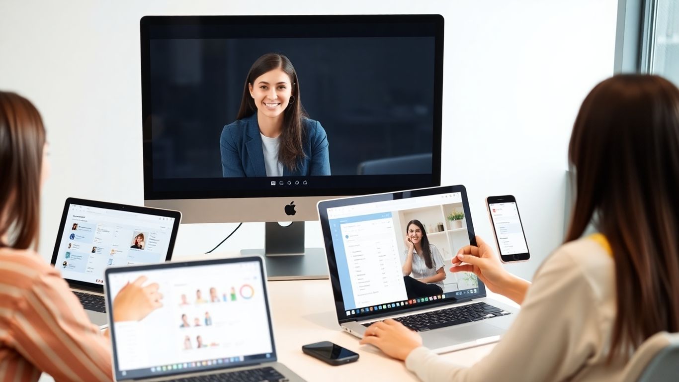 Virtual receptionist assisting client using integrated tech tools