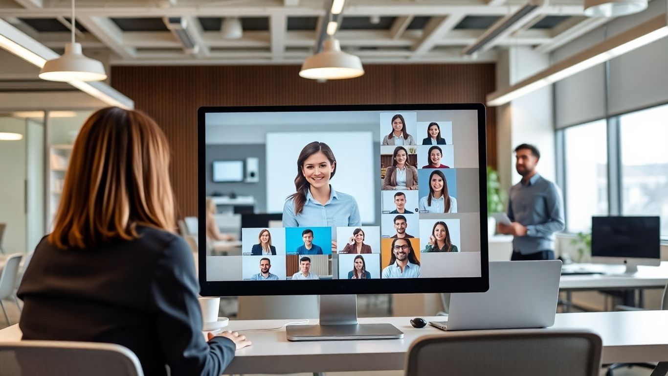 Virtual receptionist assisting business professionals through technology.