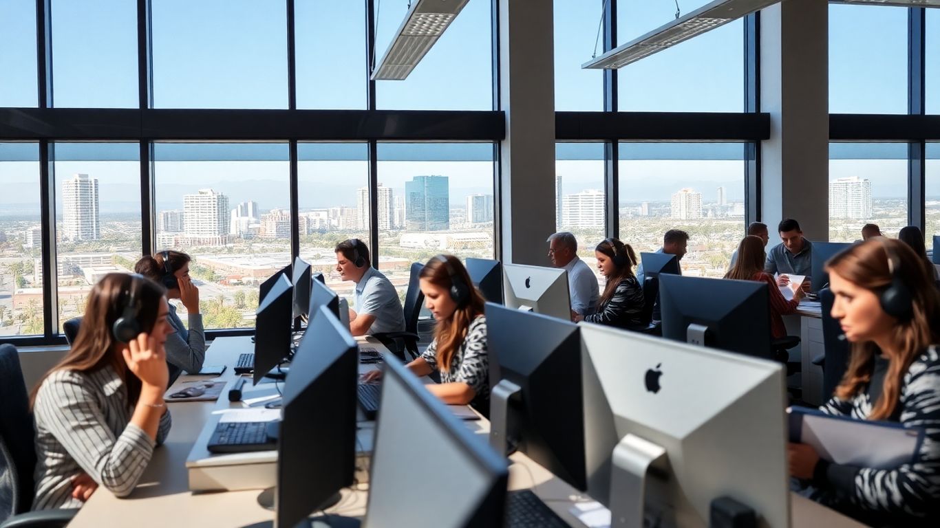 Busy call center in Chula Vista handling many calls
