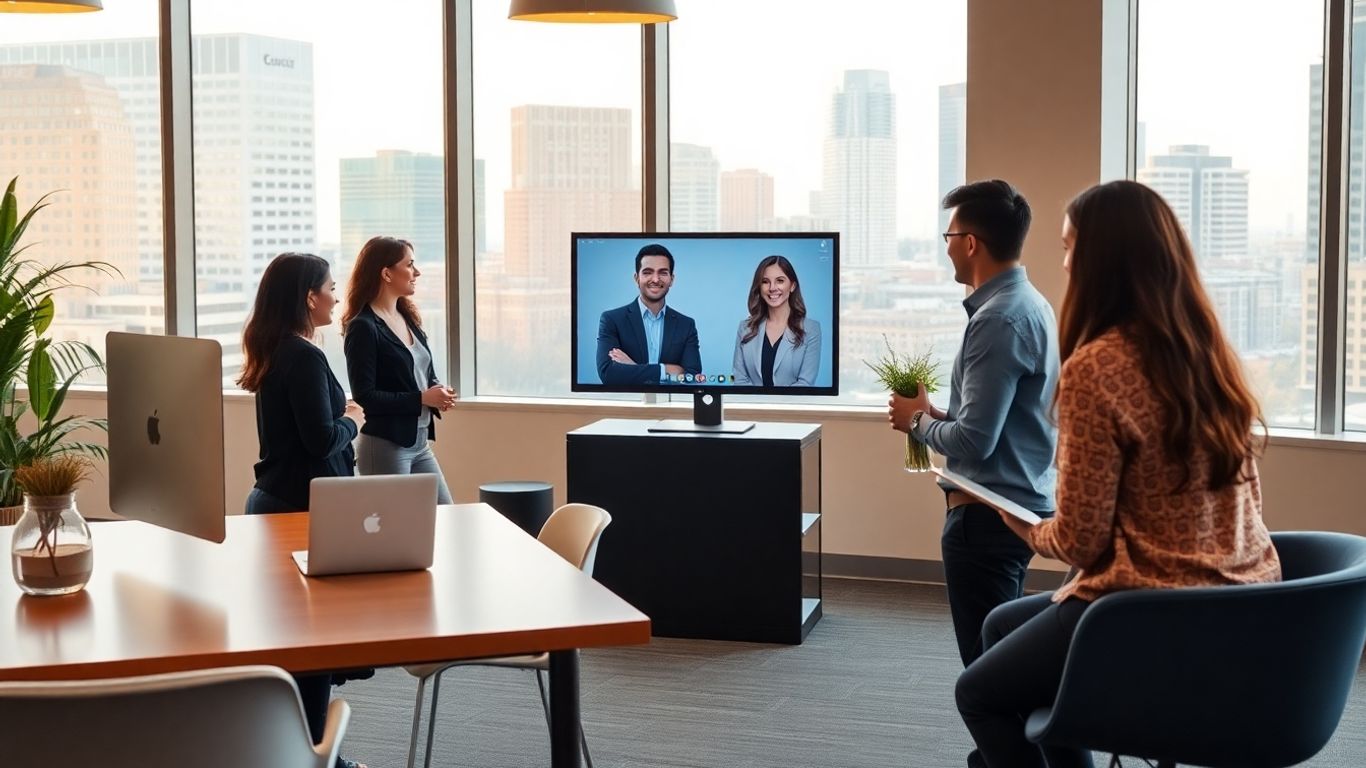 Virtual receptionist assisting team in modern Cincinnati office
