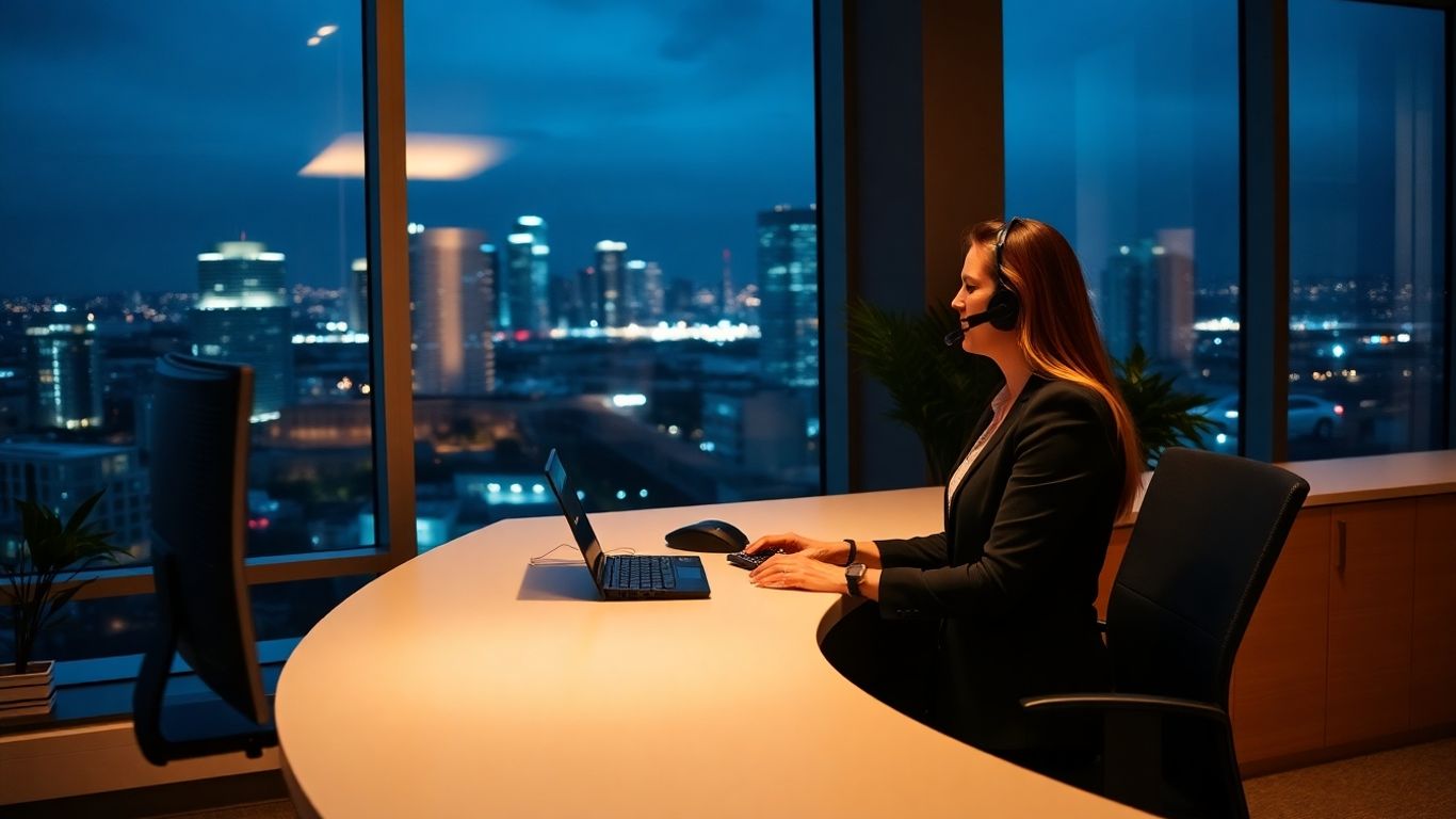 Receptionist working late night at Clearwater office
