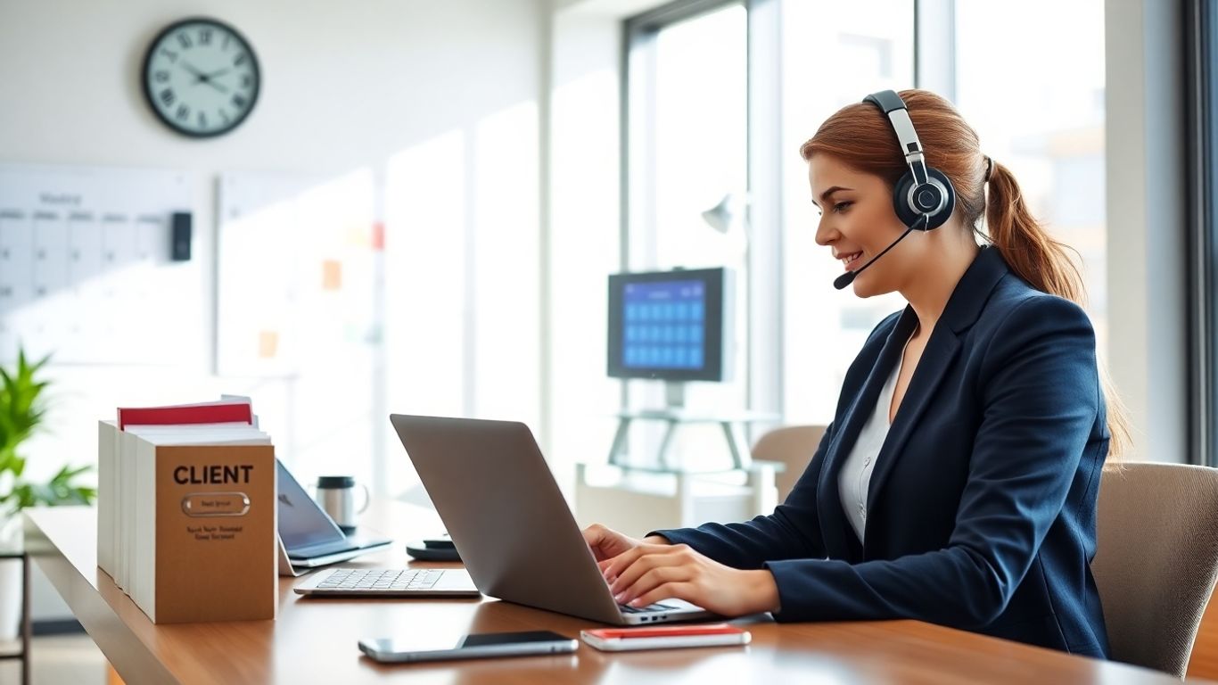 Virtual receptionist managing appointments in a modern office